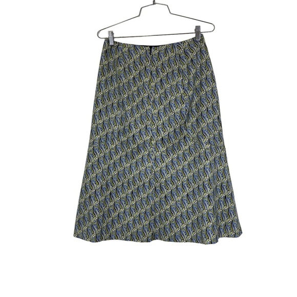 Talbots Silk Blend Skirt A-Line Green Blue 4 - Picture 4 of 11